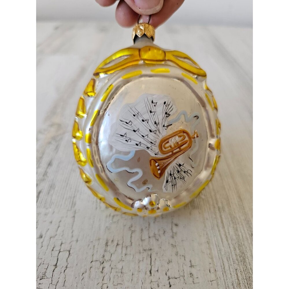 vintage Trumpet musical‎ glass ornament Xmas tree